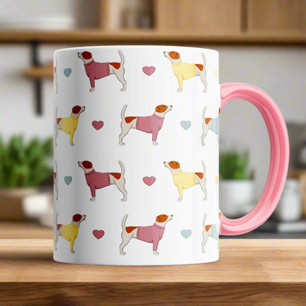 Jack Russell and Hearts Patterned Mug