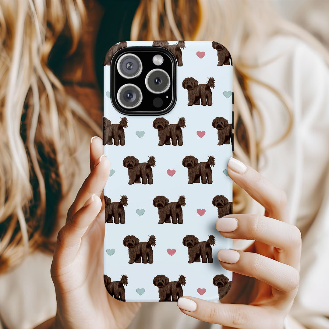 Black Cavapoos and Hearts iPhone Tough Case