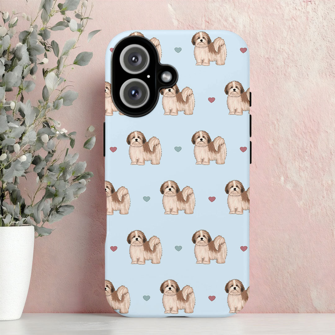Lhasa Apso and Hearts iPhone Tough Case