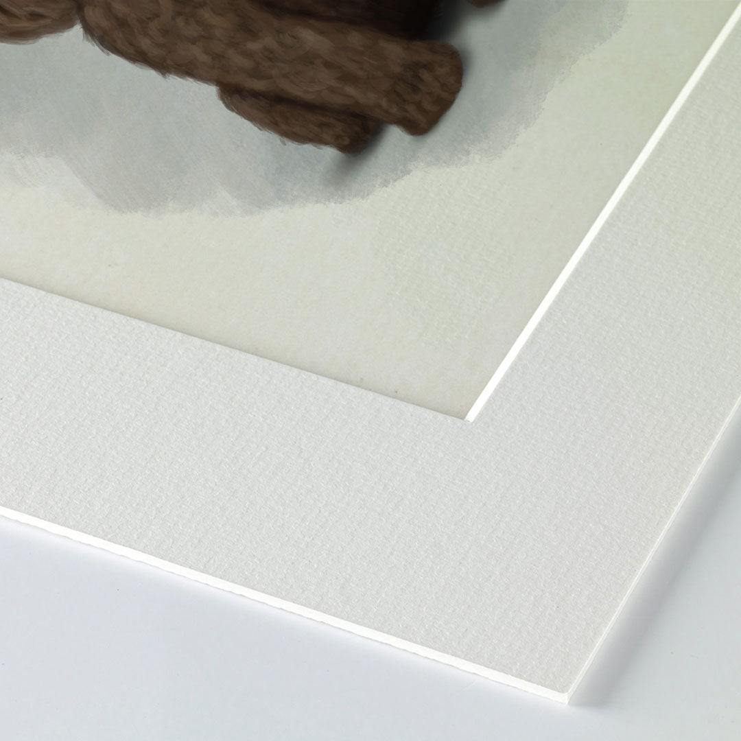 Chocolate Cockapoo with Teddy Mounted Print