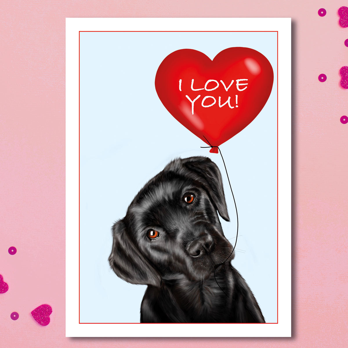 Black Labrador "I Love You" Card