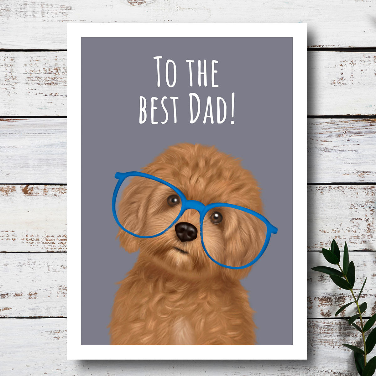Cavapoo in Glasses Best Dad Card