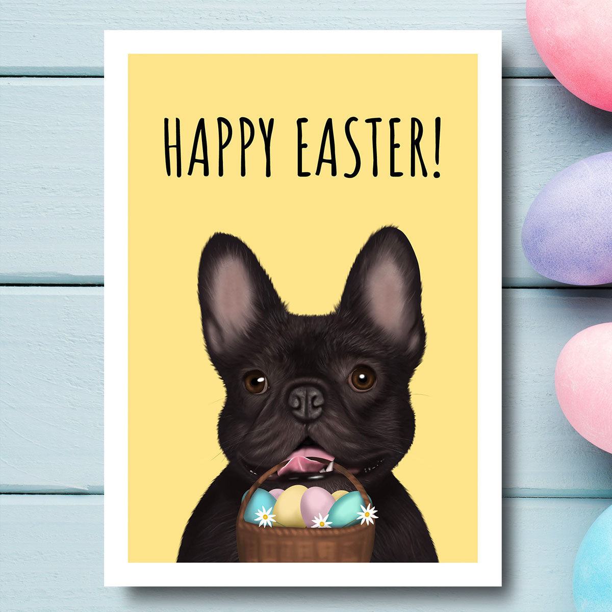 French Bulldog Happy Easter Card
