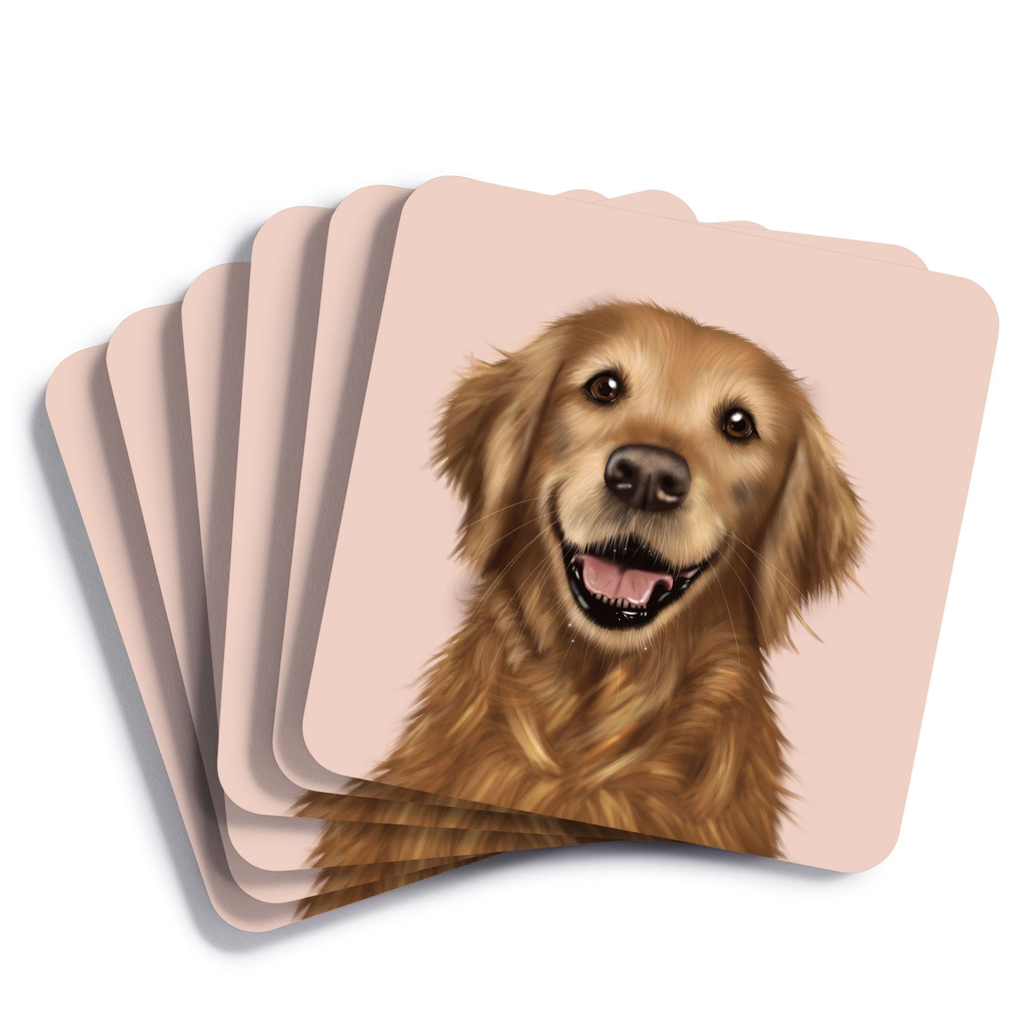Golden Retriever Drinks Coaster