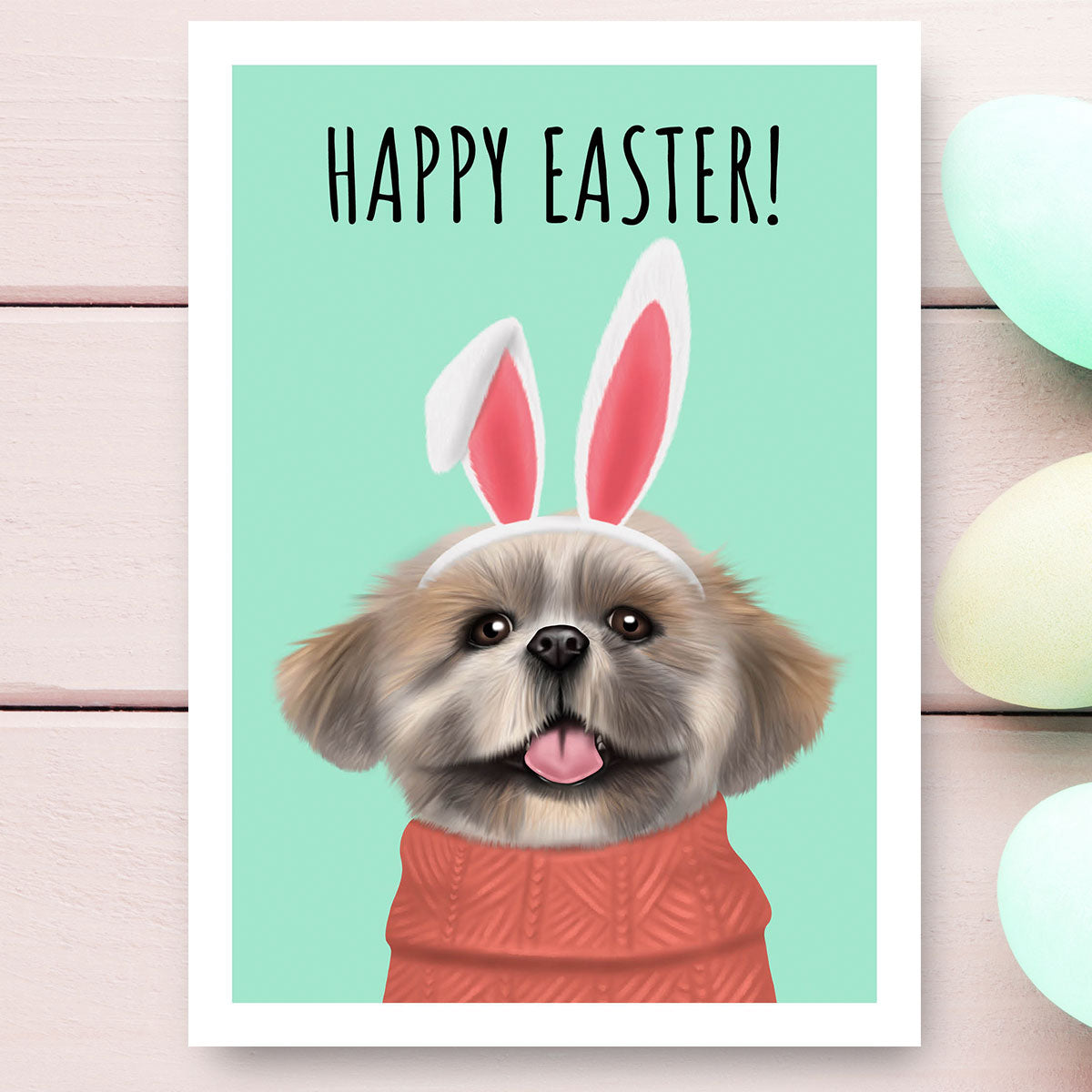 Shih Tzu Happy Easter Card