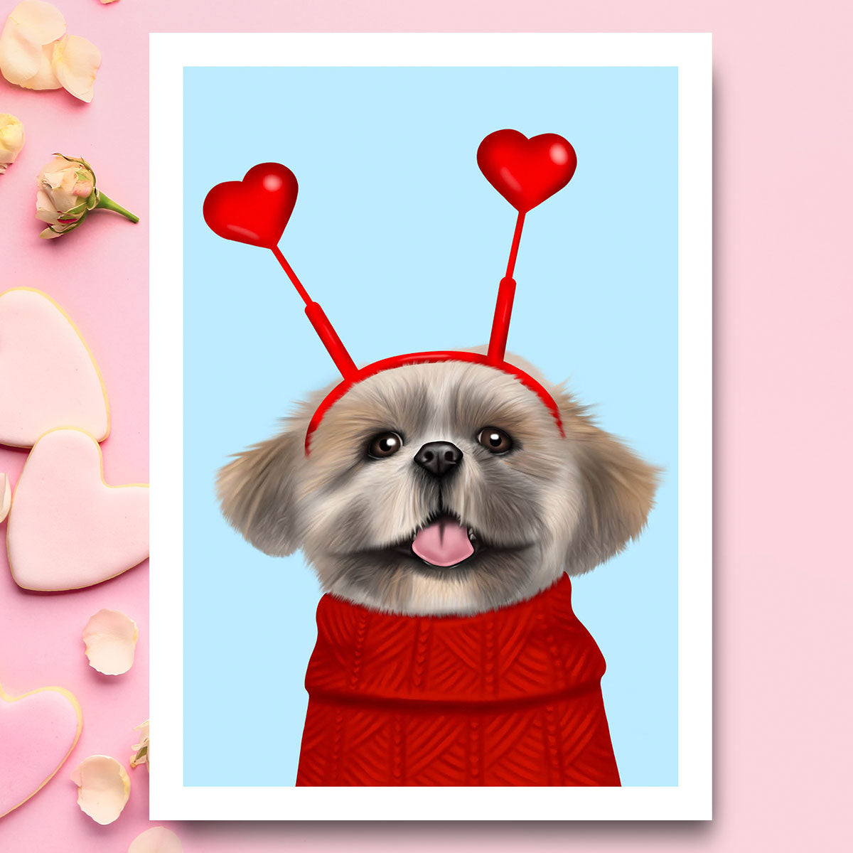 Shih Tzu Hearts Card