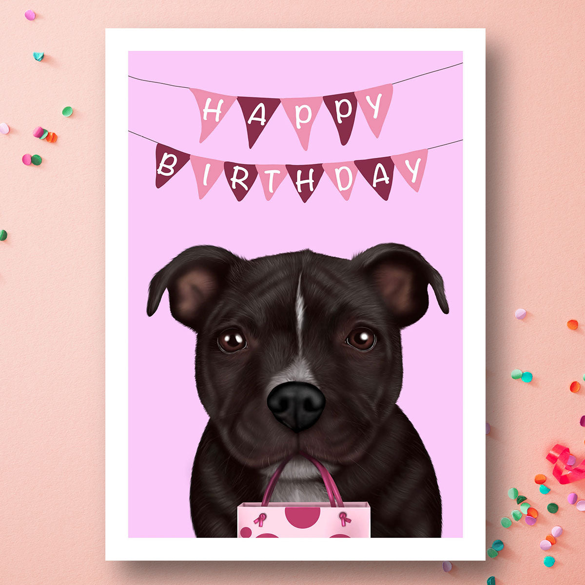 Staffordshire Bull Terrier Birthday Card