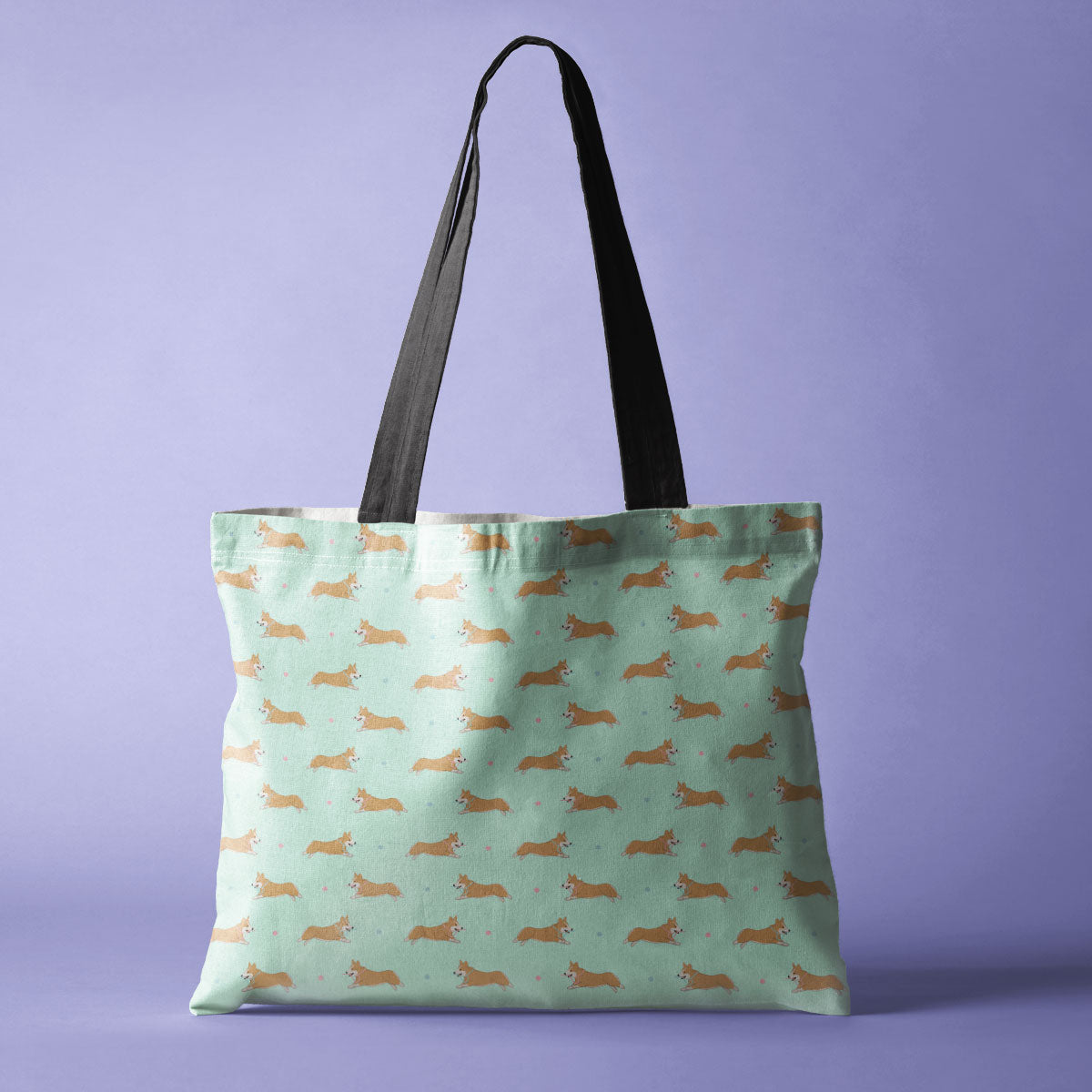 Corgi Pattern Canvas Tote Bag