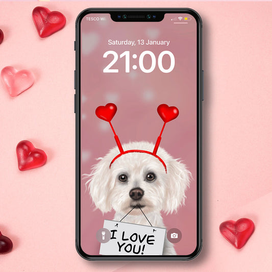 Bichon Frise "I Love You" Phone Wallpaper