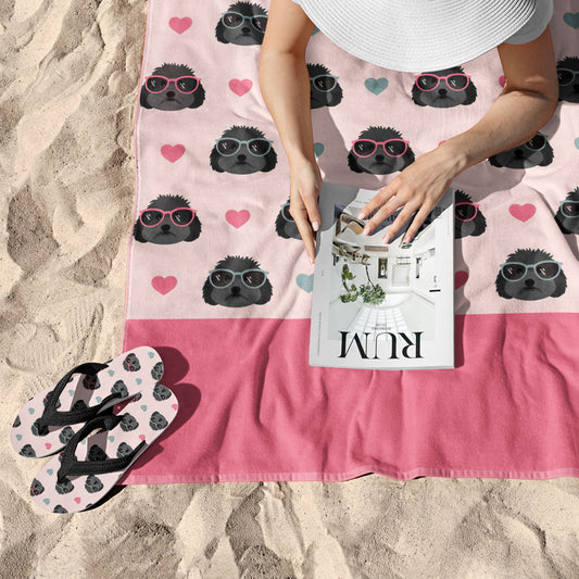 Black Cockapoos Beach Towel