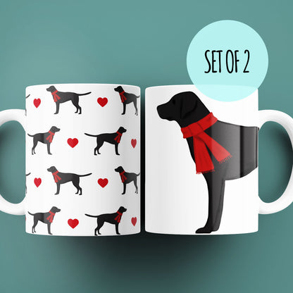 Set of Two Cosy Black Labrador Mugs