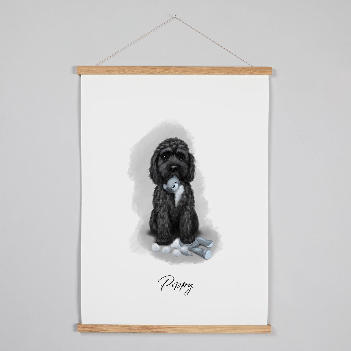 Personalised Black Cockapoo Hanging Print