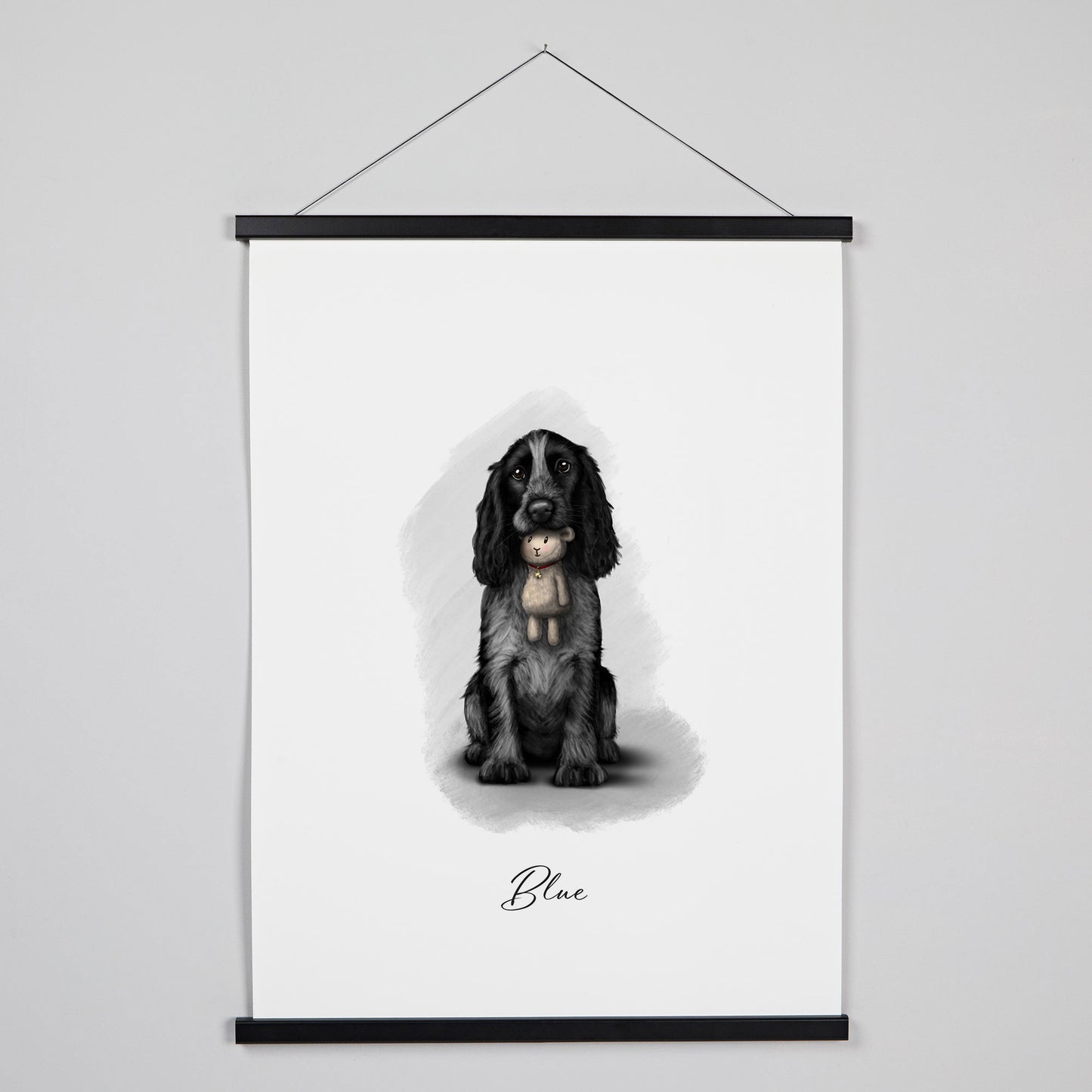 Personalised Blue Roan Cocker Spaniel Hanging Print