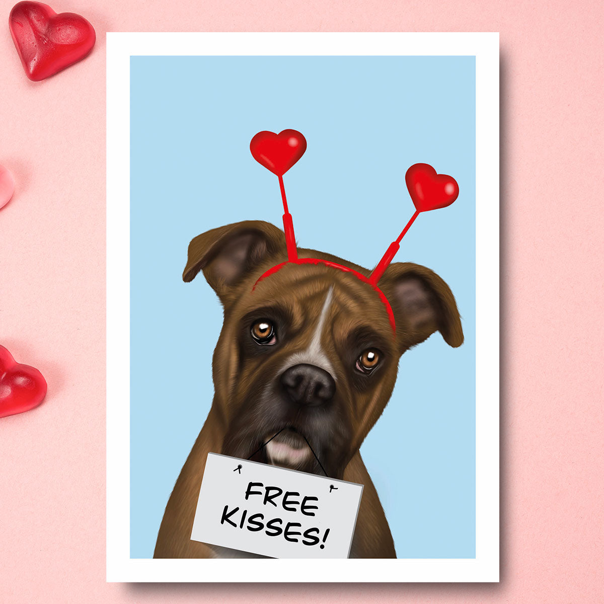 Boxer "Free Kisses" Card