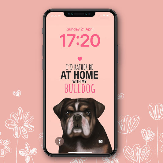 Home with my Bulldog Phone Wallpaper