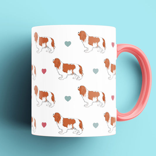 Cavalier King Charles Spaniel and Hearts Patterned Mug