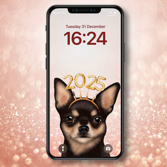 Chihuahua New Year Phone Wallpaper