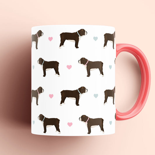 Chocolate and white Bulldogs Patterned Mug