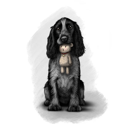 Personalised Blue Roan Cocker Spaniel Hanging Print