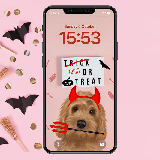 Cockapoo Treat or Treat Phone Wallpaper