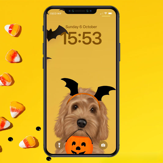 Cockapoo Halloween Phone Wallpaper