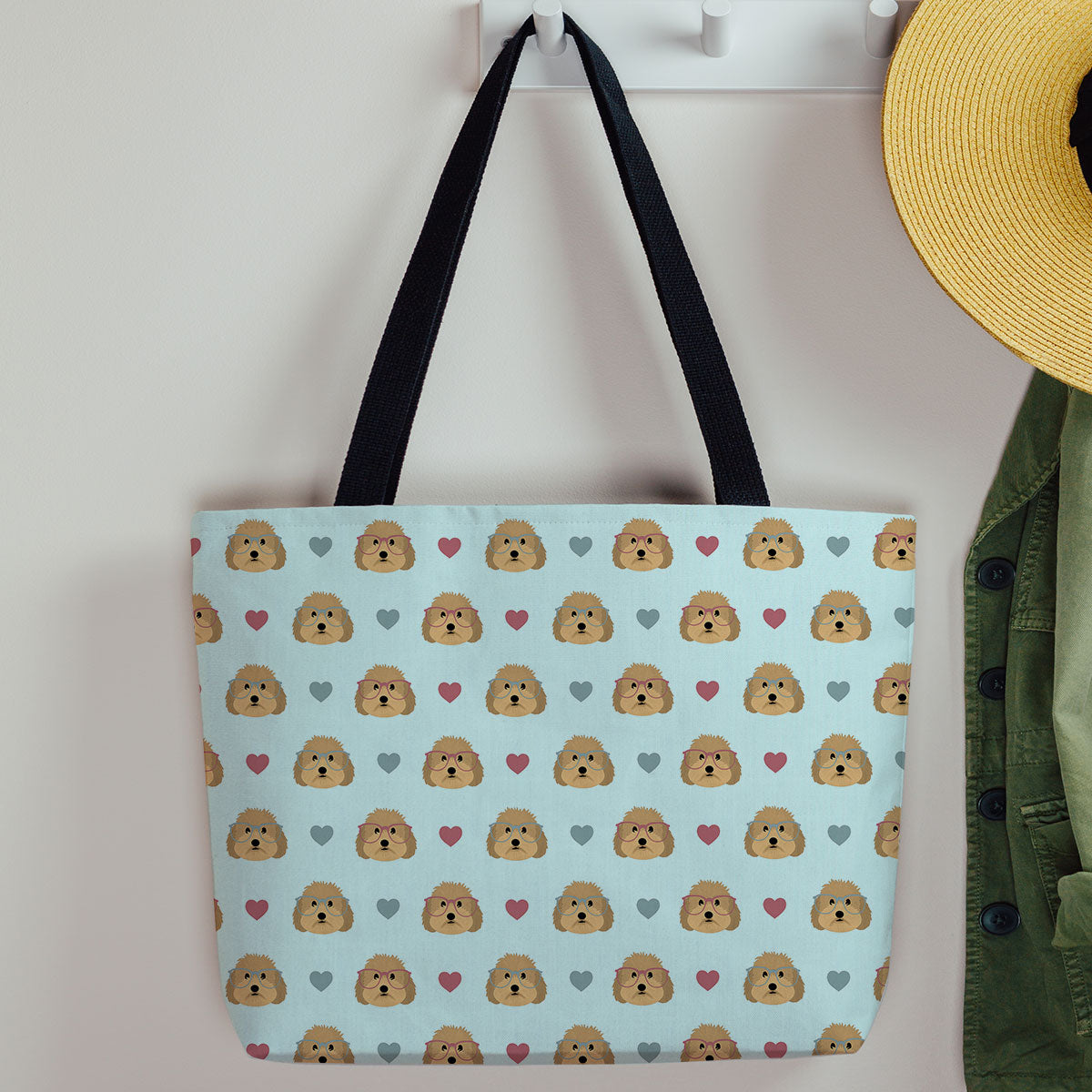 Cockapoos in Glasses Pattern Canvas Tote Bag