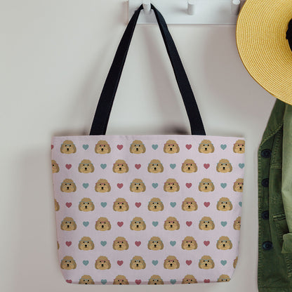 Cockapoos in Glasses Pattern Canvas Tote Bag