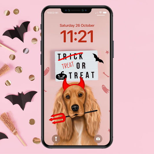 Cocker Spaniel Treat or Treat Phone Wallpaper