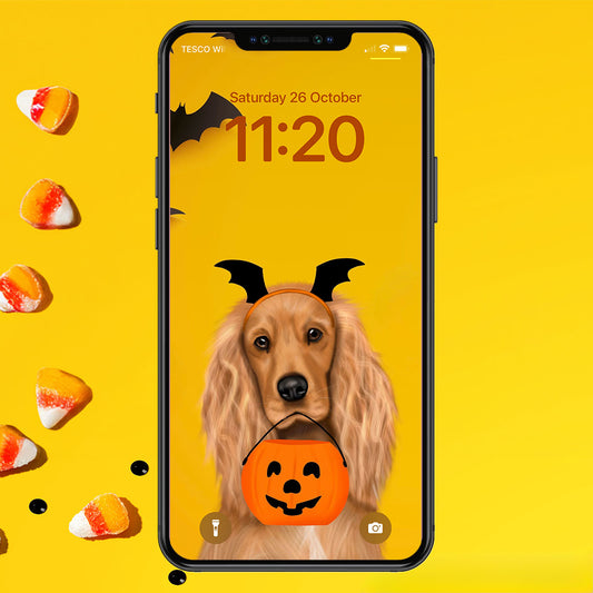 Cocker Spaniel Halloween Phone Wallpaper