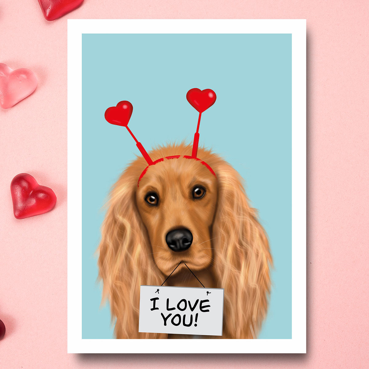 Golden Cocker Spaniel "I love you" Card