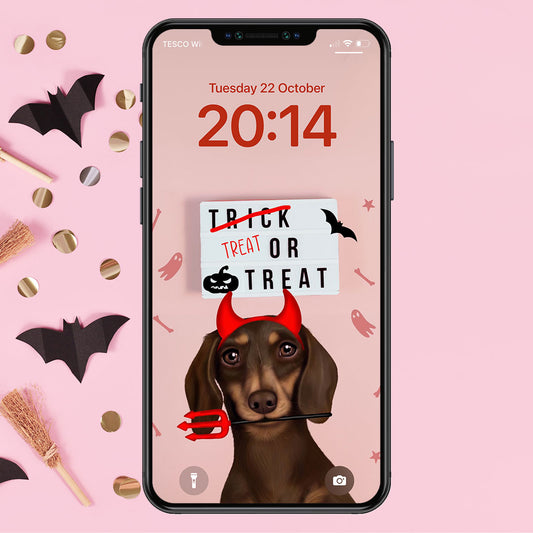 Dachshund Treat or Treat Phone Wallpaper