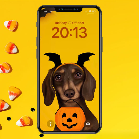 Dachshund Halloween Phone Wallpaper