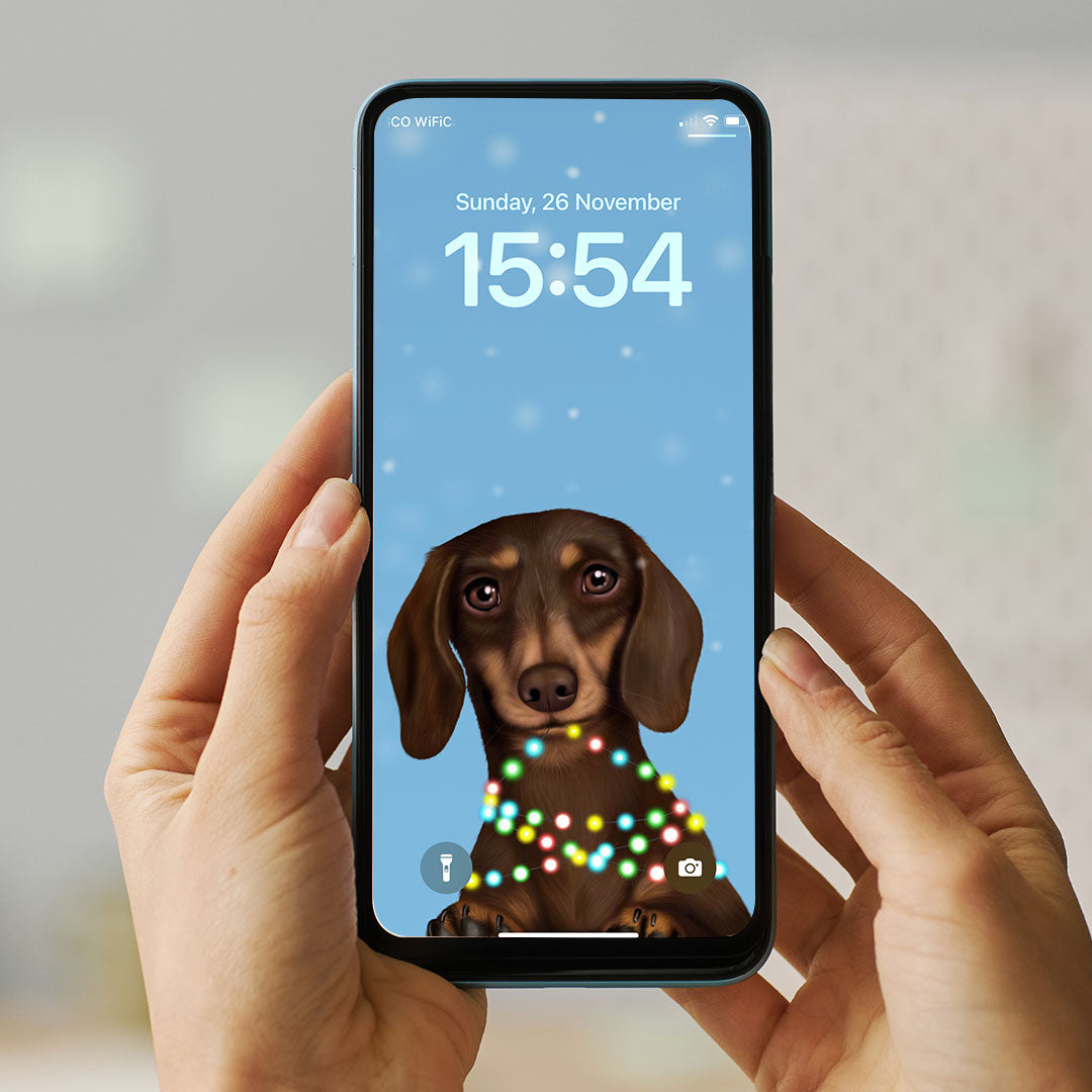 Dachshund Christmas Phone Wallpaper