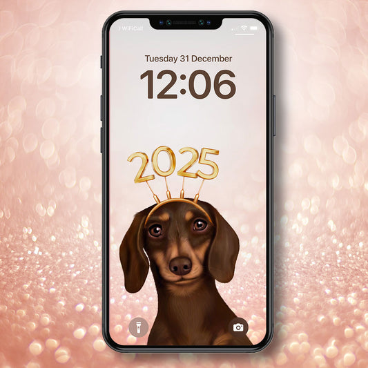 Dachshund New Year Phone Wallpaper