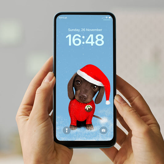 Dachshund Puppy Christmas Phone Wallpaper