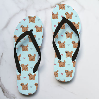 Cavapoos and Hearts Flip Flops