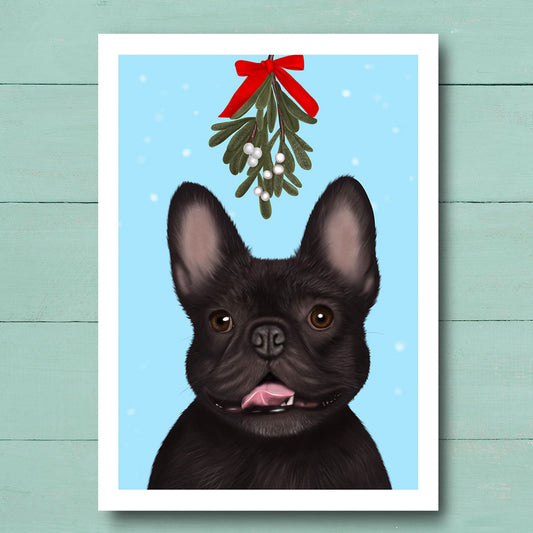 French Bulldog under Mistletoe