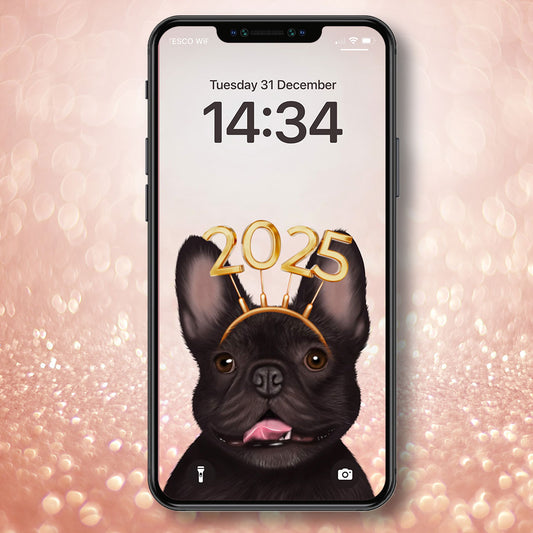 French Bulldog New Year Phone Wallpaper