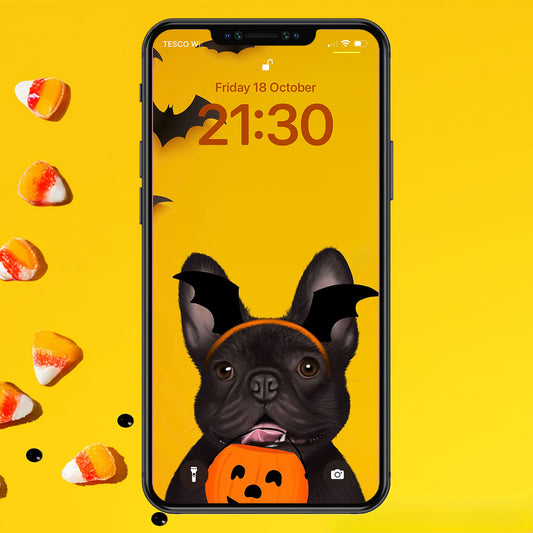 French Bulldog Halloween Phone Wallpaper