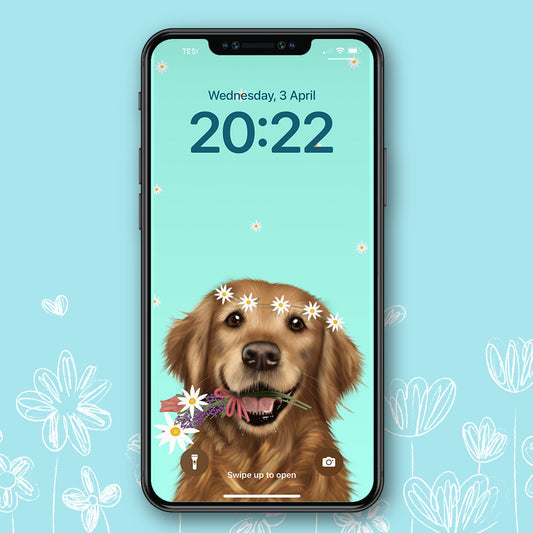 Golden Retriever Spring Phone Wallpaper