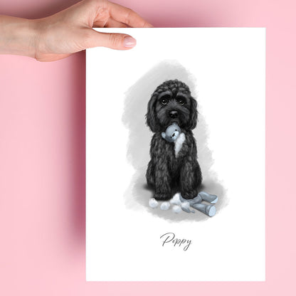 Personalised Black Cockapoo - The Teddy is Defeated