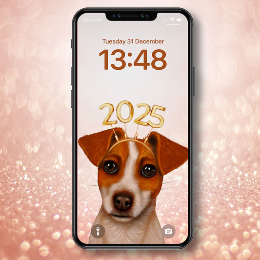 Jack Russell New Year Phone Wallpaper