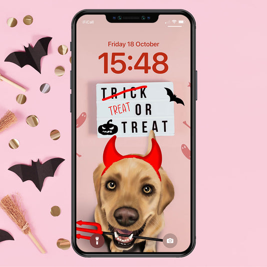 Labrador Treat or Treat Phone Wallpaper