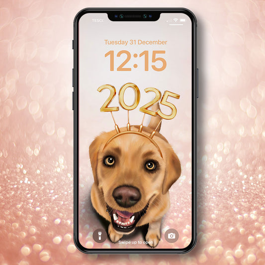 Labrador New Year Phone Wallpaper