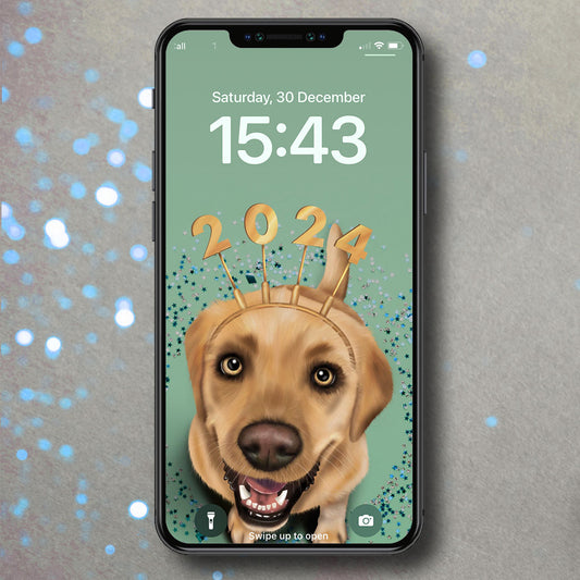 Labrador New Year Phone Wallpaper