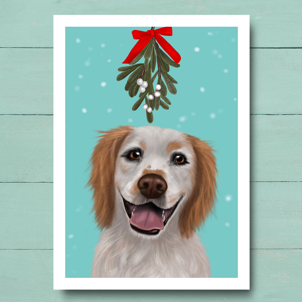 Lemon Roan Cocker Spaniel under Mistletoe