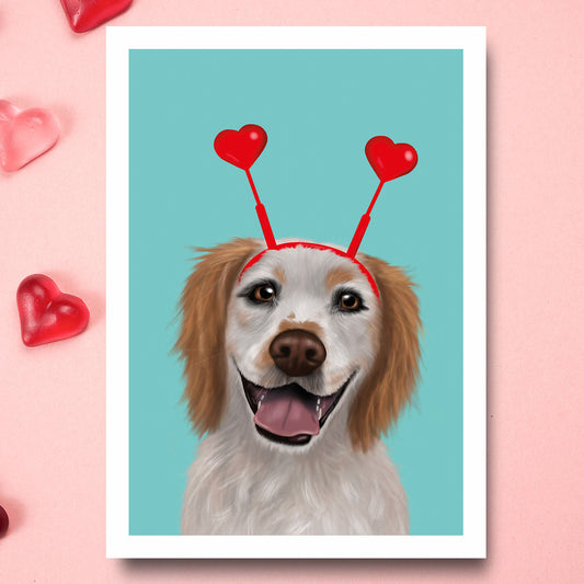 Lemon Roan Cocker Spaniel and Hearts Card