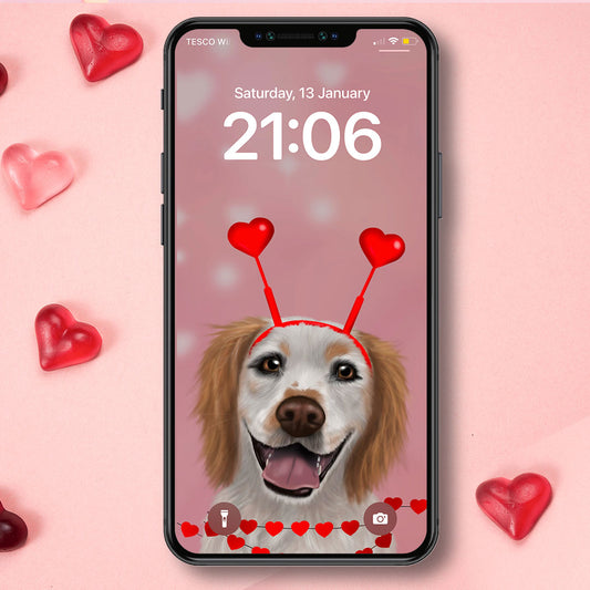 Lemon Roan Cocker Spaniel and Hearts Phone Wallpaper