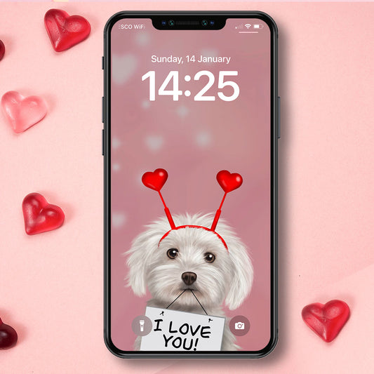 Maltese "I Love You" Phone Wallpaper