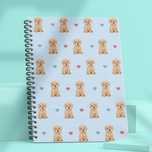 Maltipoos and Hearts Patterned Notebook